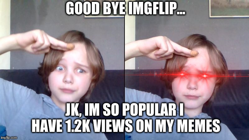 beloled1 | GOOD BYE IMGFLIP... JK, IM SO POPULAR I HAVE 1.2K VIEWS ON MY MEMES | image tagged in lol so funny,troll | made w/ Imgflip meme maker