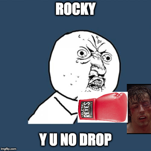 rocky week  | ROCKY; Y U NO DROP | image tagged in memes,y u no,rocky week | made w/ Imgflip meme maker
