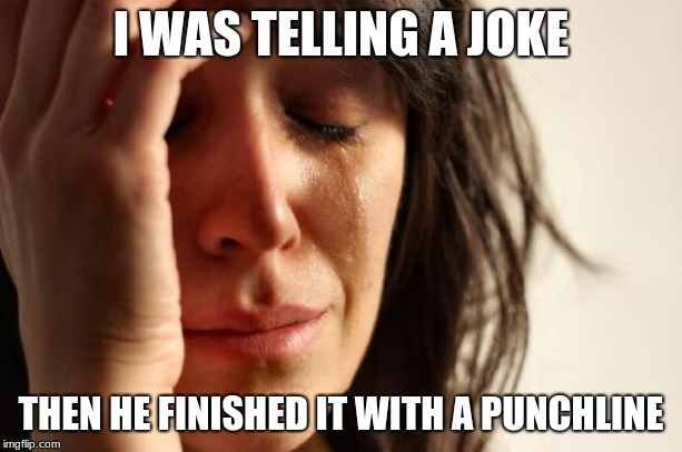 First World Problems Meme | I WAS TELLING A JOKE; THEN HE FINISHED IT WITH A PUNCHLINE | image tagged in memes,first world problems | made w/ Imgflip meme maker