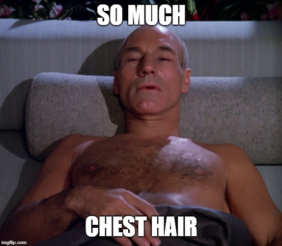 Picard in bed | SO MUCH; CHEST HAIR | image tagged in picard in bed | made w/ Imgflip meme maker