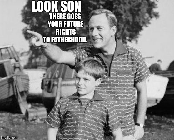 Look Son Meme | LOOK SON; THERE GOES YOUR FUTURE RIGHTS TO FATHERHOOD. | image tagged in memes,look son | made w/ Imgflip meme maker