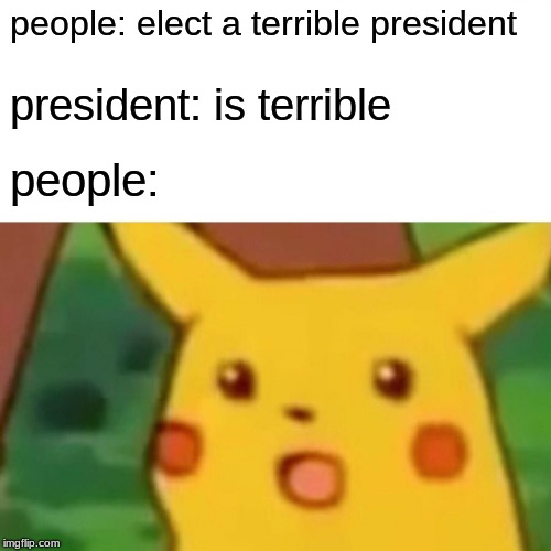 donald fuck | people: elect a terrible president; president: is terrible; people: | image tagged in memes,surprised pikachu,president trump,oval office | made w/ Imgflip meme maker