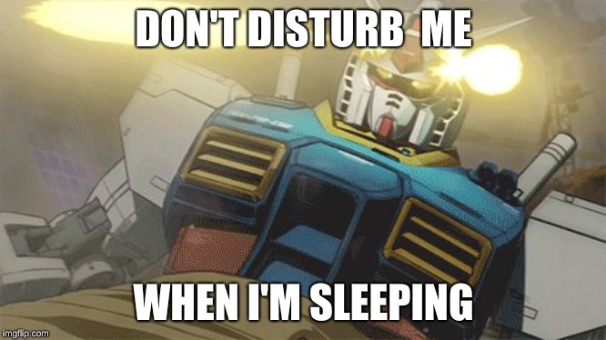 Gundam | DON'T DISTURB  ME; WHEN I'M SLEEPING | image tagged in gundam | made w/ Imgflip meme maker