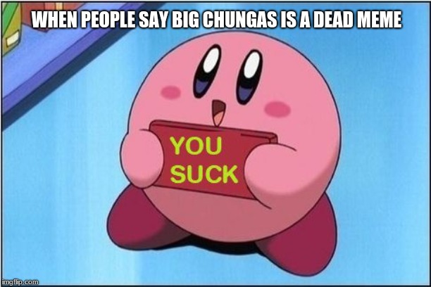 Kirby says You Suck | WHEN PEOPLE SAY BIG CHUNGAS IS A DEAD MEME | image tagged in kirby says you suck | made w/ Imgflip meme maker