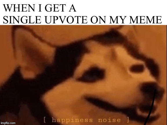 [happiness noise] | WHEN I GET A SINGLE UPVOTE ON MY MEME | image tagged in happiness noise,CommentAwardsForum | made w/ Imgflip meme maker