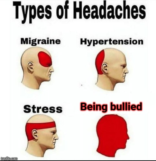 Being bullied | Being bullied | image tagged in types of headaches meme,memes,meme,bullying,headaches | made w/ Imgflip meme maker