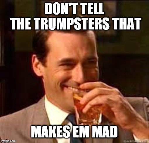 madmen | DON'T TELL THE TRUMPSTERS THAT MAKES EM MAD | image tagged in madmen | made w/ Imgflip meme maker