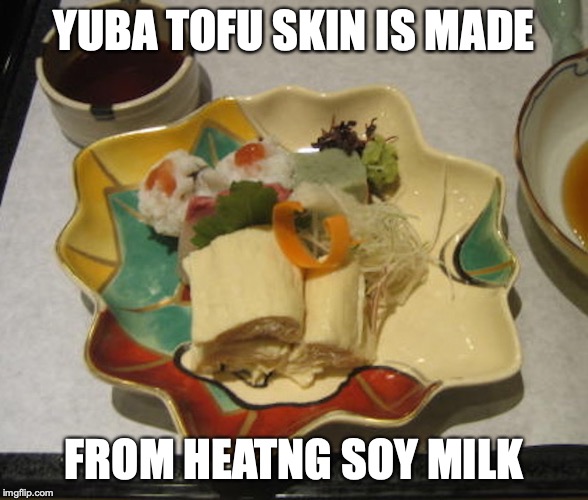 Tofu Skin | YUBA TOFU SKIN IS MADE; FROM HEATNG SOY MILK | image tagged in food,memes,tofu | made w/ Imgflip meme maker