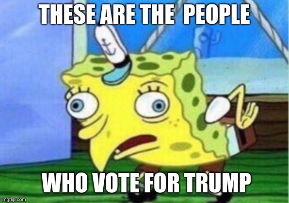 Mocking Spongebob | THESE ARE THE  PEOPLE; WHO VOTE FOR TRUMP | image tagged in memes,mocking spongebob | made w/ Imgflip meme maker