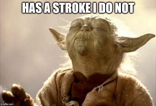 yoda smell | HAS A STROKE I DO NOT | image tagged in yoda smell | made w/ Imgflip meme maker