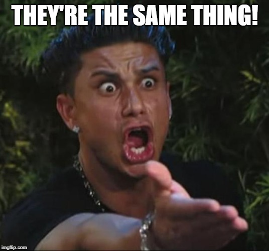 DJ Pauly D Meme | THEY'RE THE SAME THING! | image tagged in memes,dj pauly d | made w/ Imgflip meme maker