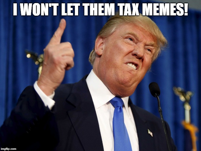 donald trump meme | I WON'T LET THEM TAX MEMES! | image tagged in donald trump meme | made w/ Imgflip meme maker