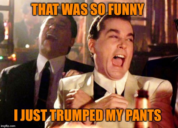 Goodfellas Laugh | THAT WAS SO FUNNY; I JUST TRUMPED MY PANTS | image tagged in goodfellas laugh | made w/ Imgflip meme maker