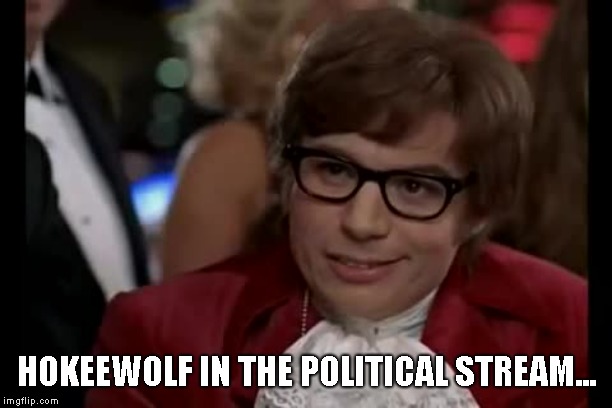 I Too Like To Live Dangerously Meme | HOKEEWOLF IN THE POLITICAL STREAM... | image tagged in memes,i too like to live dangerously | made w/ Imgflip meme maker