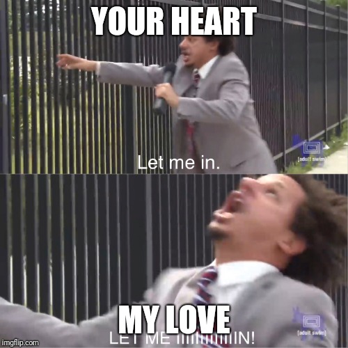 let me in | YOUR HEART; MY LOVE | image tagged in let me in | made w/ Imgflip meme maker