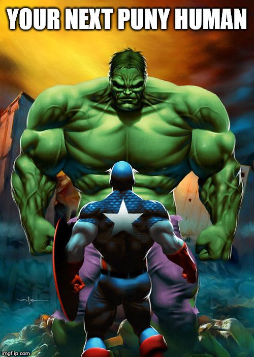 Hulk smash | image tagged in superheroes,hulk,captain america | made w/ Imgflip meme maker