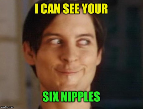 Spiderman Peter Parker Meme | I CAN SEE YOUR SIX NIPPLES | image tagged in memes,spiderman peter parker | made w/ Imgflip meme maker