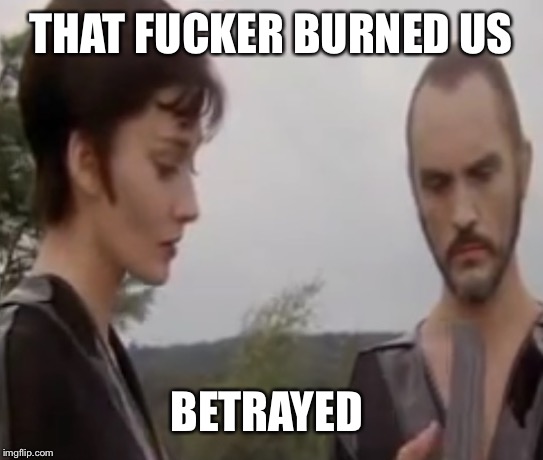 Ursula and Zod | THAT F**KER BURNED US BETRAYED | image tagged in ursula and zod | made w/ Imgflip meme maker