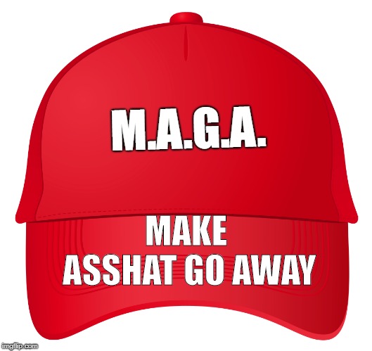 red hat | MAKE ASSHAT GO AWAY; M.A.G.A. | image tagged in red hat | made w/ Imgflip meme maker