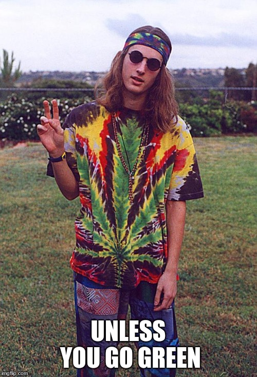 Hippie | UNLESS YOU GO GREEN | image tagged in hippie | made w/ Imgflip meme maker