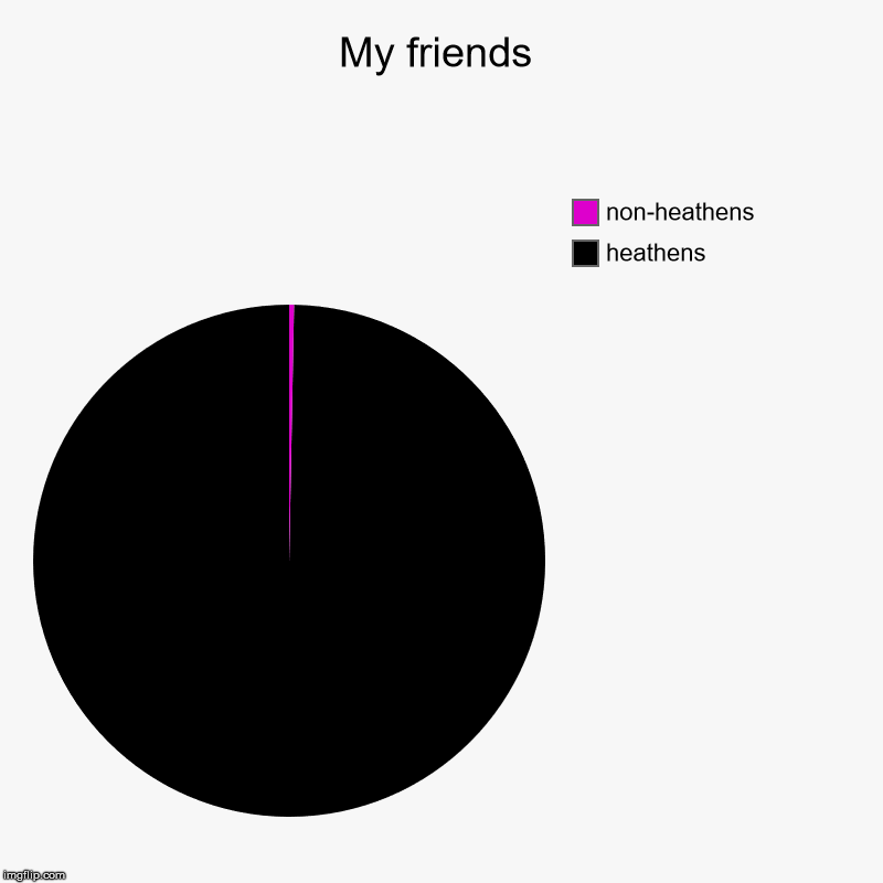 My friends | heathens, non-heathens | image tagged in charts,pie charts | made w/ Imgflip chart maker