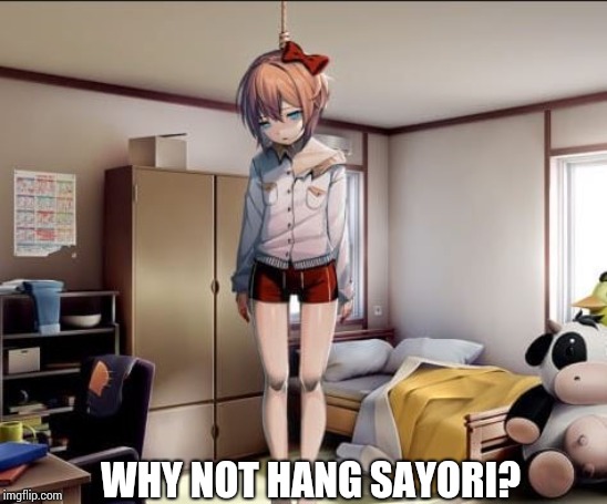 Hanging Sayori | WHY NOT HANG SAYORI? | image tagged in hanging sayori | made w/ Imgflip meme maker