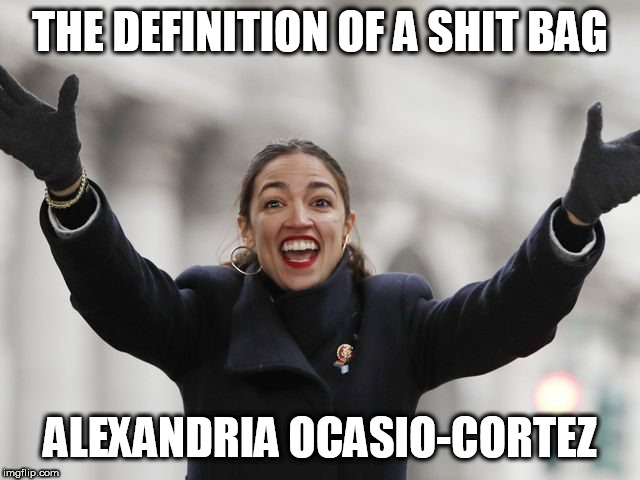The definition of a shit bag! | THE DEFINITION OF A SHIT BAG; ALEXANDRIA OCASIO-CORTEZ | image tagged in aoc,alexandria ocasio-cortez,democrat,democrats,liberals,progressive | made w/ Imgflip meme maker