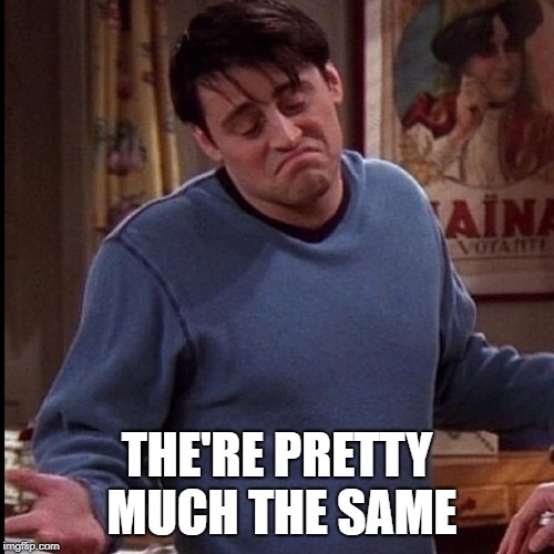 joey | THE'RE PRETTY MUCH THE SAME | image tagged in joey | made w/ Imgflip meme maker