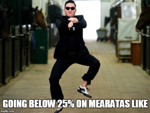 Psy Horse Dance Meme | GOING BELOW 25% ON MEARATAS LIKE | image tagged in memes,psy horse dance | made w/ Imgflip meme maker