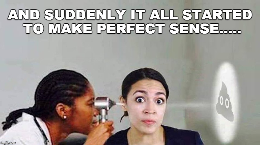 Poo Poo Brain | AND SUDDENLY IT ALL STARTED TO MAKE PERFECT SENSE..... | image tagged in memes,emoticons,shit,ocasio-cortez,alexandria ocasio-cortez,crazy alexandria ocasio-cortez | made w/ Imgflip meme maker