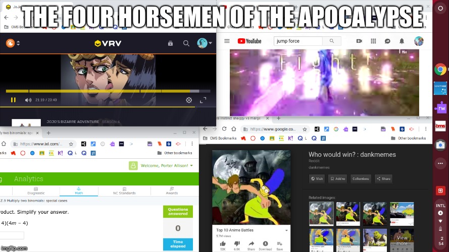 run  | THE FOUR HORSEMEN OF THE APOCALYPSE | image tagged in weeb | made w/ Imgflip meme maker