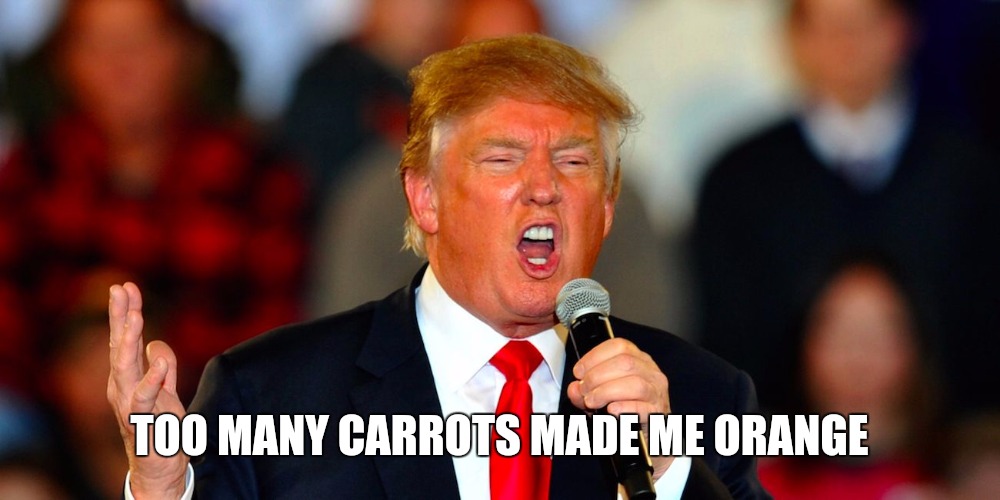 Donald Trump Orange | TOO MANY CARROTS MADE ME ORANGE | image tagged in donald trump orange | made w/ Imgflip meme maker