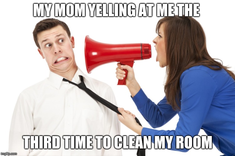 stop yelling | MY MOM YELLING AT ME THE; THIRD TIME TO CLEAN MY ROOM | image tagged in stop yelling | made w/ Imgflip meme maker