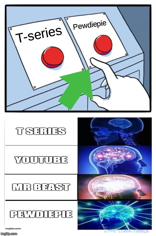 Two Buttons Meme | Pewdiepie; T-series | image tagged in memes,two buttons | made w/ Imgflip meme maker