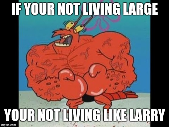 live like larry | IF YOUR NOT LIVING LARGE; YOUR NOT LIVING LIKE LARRY | image tagged in memes,spongebob,larry | made w/ Imgflip meme maker