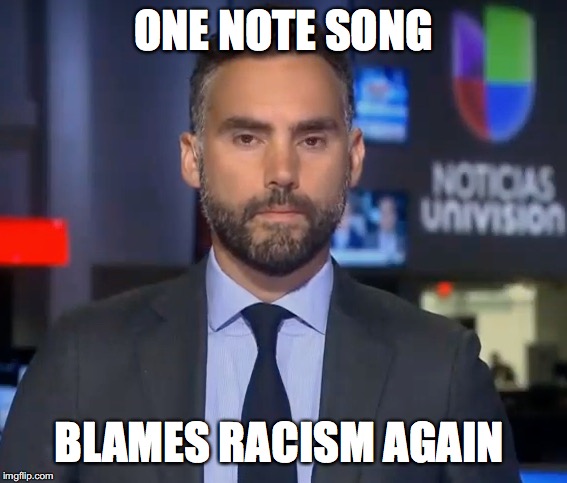 Uni-Tune | ONE NOTE SONG; BLAMES RACISM AGAIN | image tagged in univision,racepimp | made w/ Imgflip meme maker