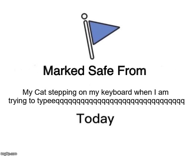 Marked Safe From | My Cat stepping on my keyboard when I am trying to typeeqqqqqqqqqqqqqqqqqqqqqqqqqqqqqqq | image tagged in memes,marked safe from | made w/ Imgflip meme maker