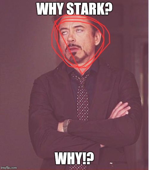 Face You Make Robert Downey Jr Meme | WHY STARK? WHY!? | image tagged in memes,face you make robert downey jr | made w/ Imgflip meme maker