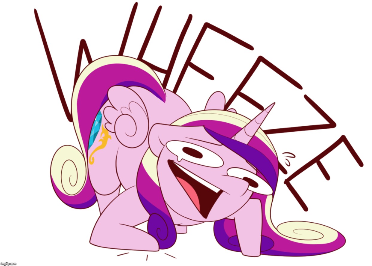 Wheezing Princess Cadance | image tagged in my little pony friendship is magic,princess cadance,princess mi amore cadenza,wheeze,pony reaction,laughing | made w/ Imgflip meme maker