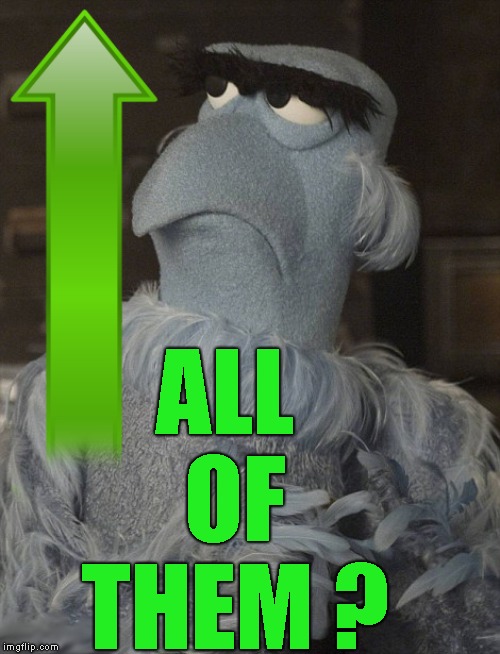 Muppets Sam the Eagle Patriot Up Vote | ALL OF THEM ? | image tagged in muppets sam the eagle patriot up vote | made w/ Imgflip meme maker