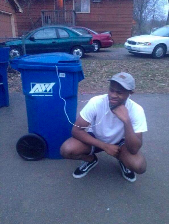 High Quality listening to trashcan Blank Meme Template
