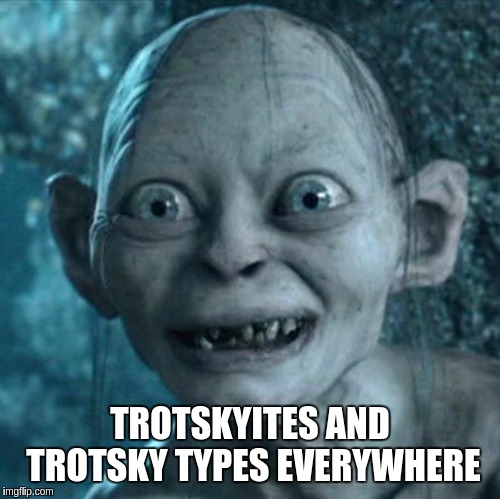 Gollum Meme |  TROTSKYITES AND TROTSKY TYPES EVERYWHERE | image tagged in memes,gollum | made w/ Imgflip meme maker