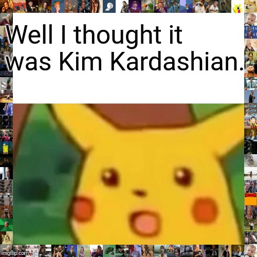 Surprised Pikachu Meme | Well I thought it was Kim Kardashian. | image tagged in memes,surprised pikachu | made w/ Imgflip meme maker