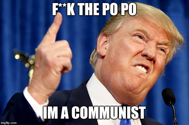 Donald Trump | F**K THE PO PO; IM A COMMUNIST | image tagged in donald trump | made w/ Imgflip meme maker
