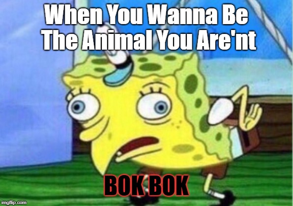 Mocking Spongebob | When You Wanna Be The Animal You Are'nt; BOK BOK | image tagged in memes,mocking spongebob | made w/ Imgflip meme maker