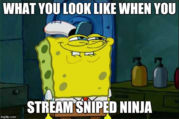 Don't You Squidward Meme | WHAT YOU LOOK LIKE WHEN YOU; STREAM SNIPED NINJA | image tagged in memes,dont you squidward | made w/ Imgflip meme maker