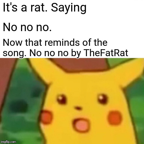Surprised Pikachu Meme | It's a rat. Saying No no no. Now that reminds of the song. No no no by TheFatRat | image tagged in memes,surprised pikachu | made w/ Imgflip meme maker