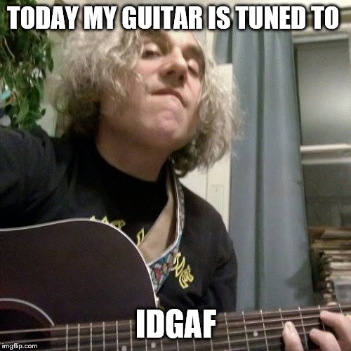 TODAY MY GUITAR IS TUNED TO; IDGAF | image tagged in guitar | made w/ Imgflip meme maker