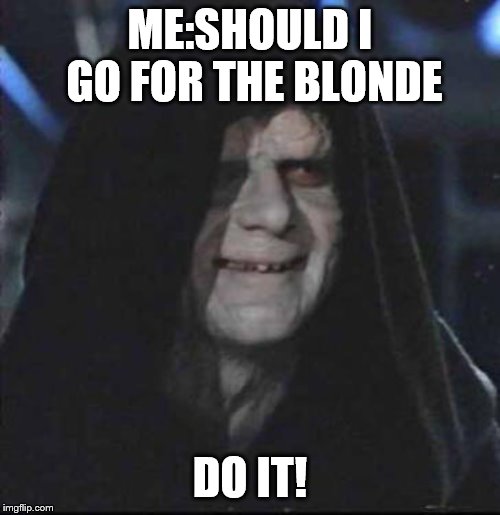 Sidious Error Meme | ME:SHOULD I GO FOR THE BLONDE; DO IT! | image tagged in memes,sidious error | made w/ Imgflip meme maker