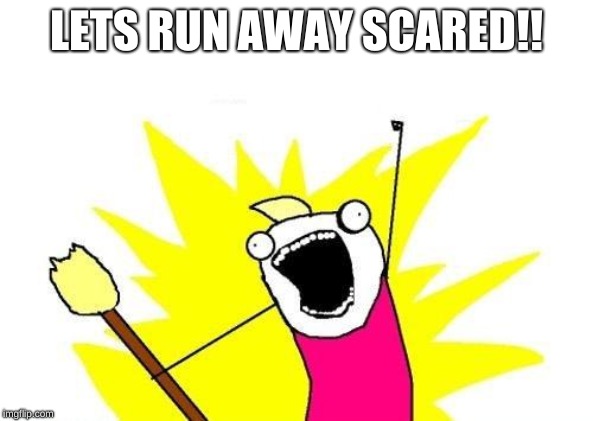 X All The Y Meme | LETS RUN AWAY SCARED!! | image tagged in memes,x all the y | made w/ Imgflip meme maker